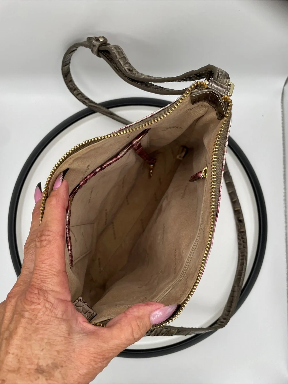 Brahmin Fig Jam Ombré Croc-Embossed Leather Crossbody with Matching Ady Wallet